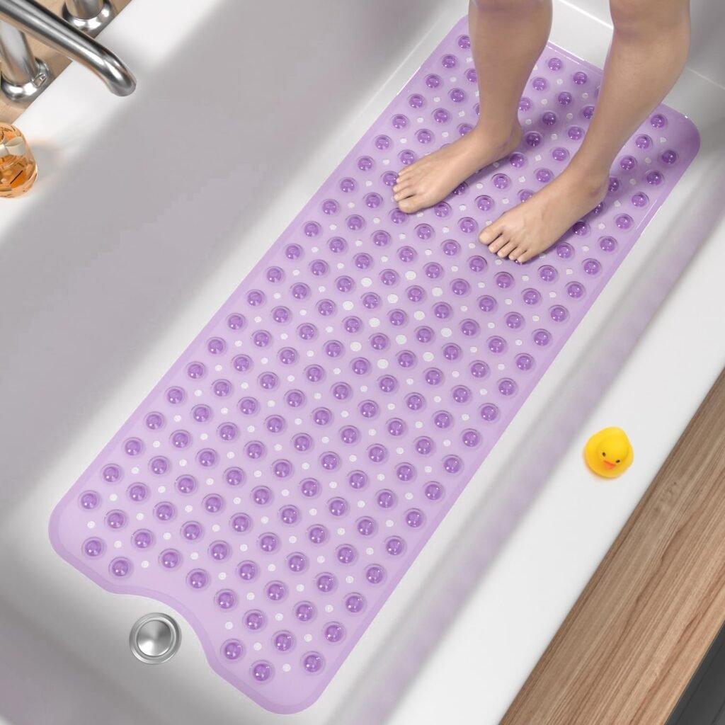Antislip badmat 100x40 cm felpaars met zuignappen voor douche en bad