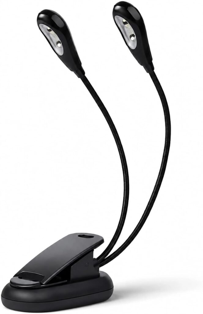 USB oplaadbare LED clip lamp met dubbele kop voor lezen en e-reader
