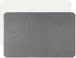 Diatomeeën Badmat 60×38 cm – Sneldrogende Douchemat van Natuursteen – Super Absorberende Antislip Badkamer Mat – Grijs Boogvormig
