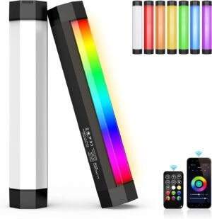 RGB videolamp met app-bediening, IP67 waterdicht, dimbare LED fotografieverlichting en 4000mAh powerbank