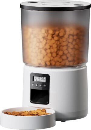 Automatische voederautomaat 5L wit - programmeerbare timer 1-6 maaltijden - voederdispenser met 10 sec stemopname