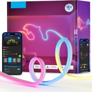 Neon LED Lichtslang 2,5 Meter – RGBIC Neon Stripverlichting voor Muurdecoratie en Interieur – Flexibele Vormbare Verlichting met Matter, Alexa en Google Assistant