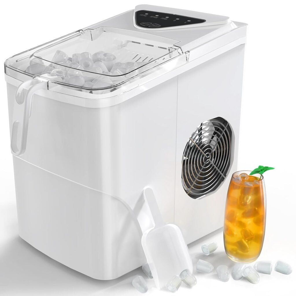 Mini draagbare ijsblokjesmachine 15 kg per dag met snelle ijsproductie voor thuis en kantoor