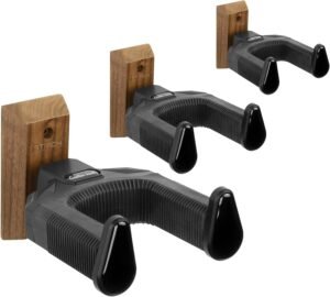Gitaar muurbeugel met walnoothouten basis – U-vormige gitaarhouder voor akoestische en elektrische gitaren – Inclusief schroeven en car lock