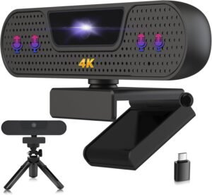 Full HD Webcam 1080p 60FPS – USB Webcam met Microfoons en Statief – Plug & Play Videocamera voor Zoom, Skype & FaceTime – Windows, macOS, Android, PC & Mac