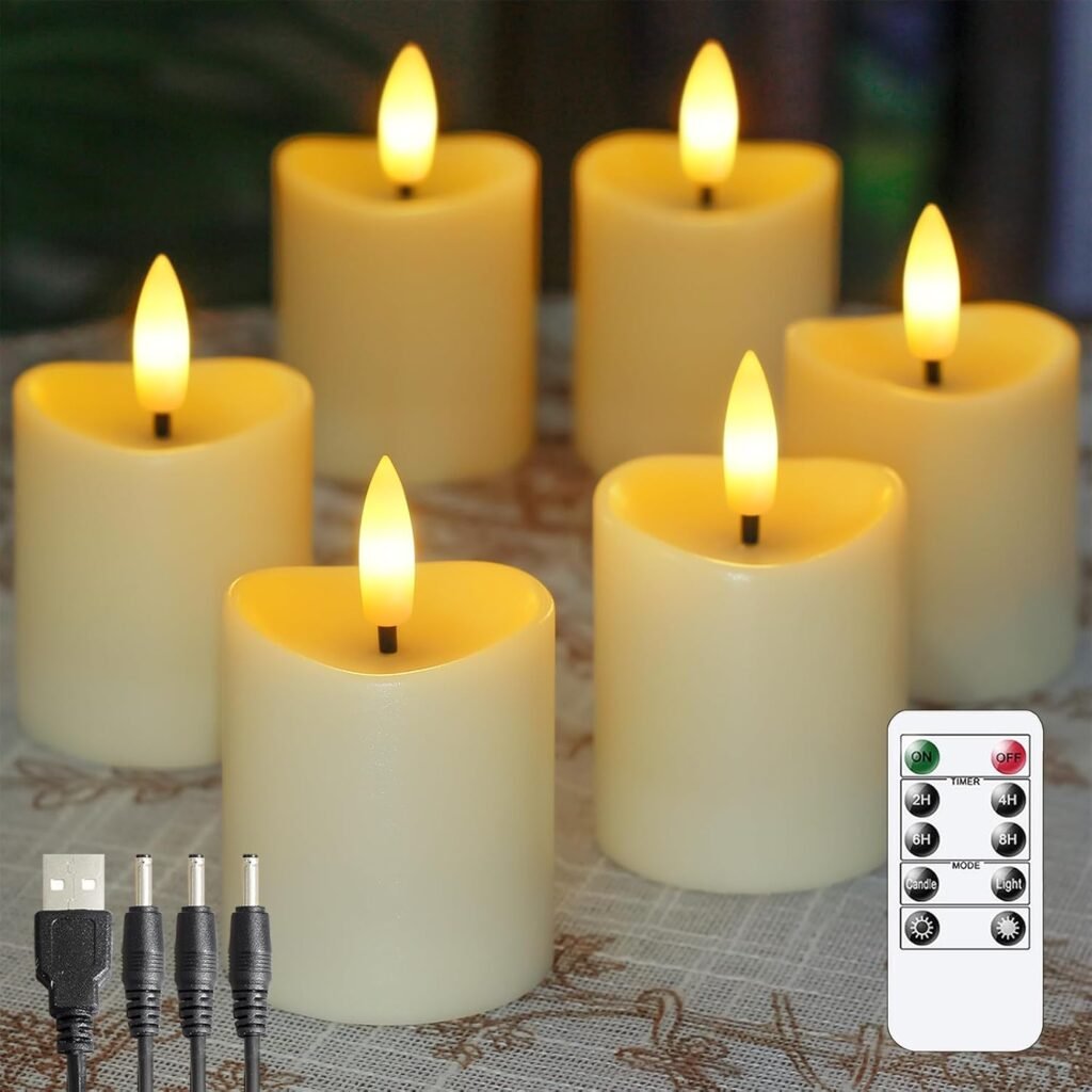 Set van 6 oplaadbare LED kaarsen met flikkerend licht en timer