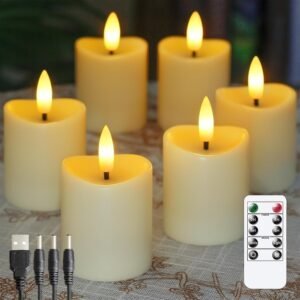 LED Kaarsen Set Oplaadbaar – Elektrische Kaarsen met Flikkerend Licht – Sfeerverlichting met Timer en Afstandsbediening – Set van 6 Stuks