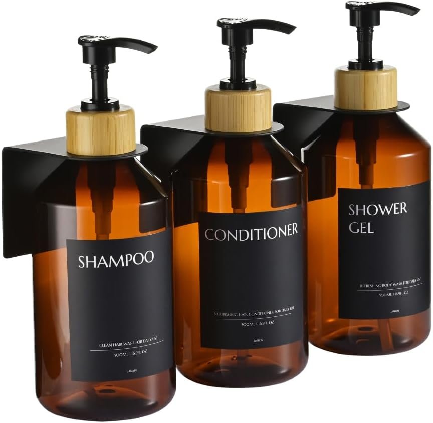 Zeepdispenser set van 3 met wandmontage zonder boren, 500 ml flessen voor keuken en badkamer