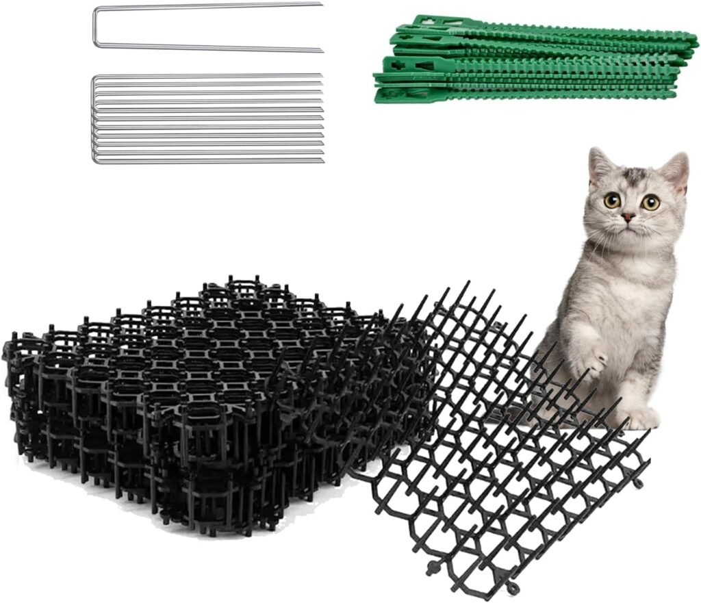 Katten verjagende mat set met stekels, 12 stuks voor planten, meubels en tuinhek als kattenbarrière