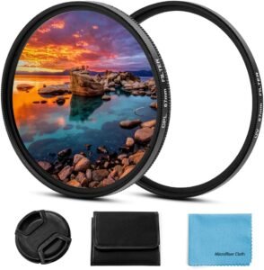 43mm Camera Filterset – UV Beschermingsfilter en CPL Polarisatiefilter – Inclusief Centraal Druklenzenkap – Universeel voor Canon, Nikon, Sony, Pentax, Olympus en Fuji