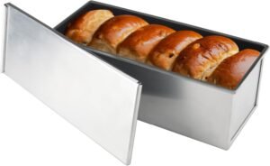 Broodvorm met Deksel Aluminium – Pullman Broodbakvorm met Antiaanbaklaag – Broodblik voor Toast en Cake – 33x12x12 cm 2,2 Lbs 1000g Deeg