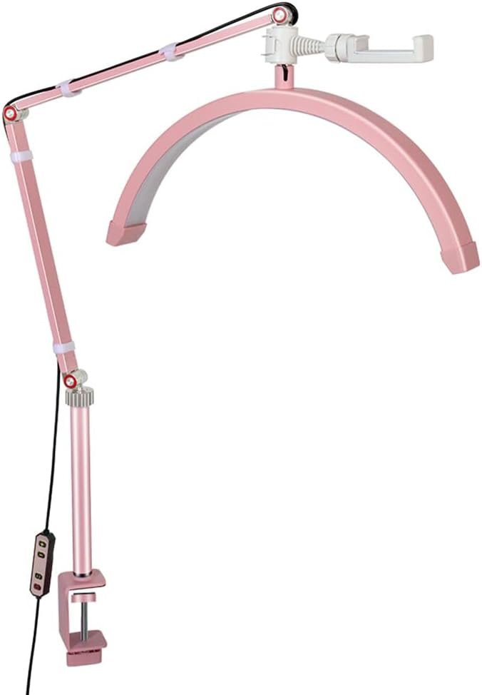 LED halve maan videolamp dimbaar 3000-6000K met C-klem tafelmontage voor make-up en livestream verlichting