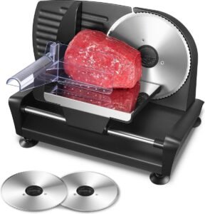 Elektrische Snijmachine 200W – Broodsnijder en Vleessnijder met Verwijderbaar Mes – Instelbare Snijdikte 0-15 mm – Voor Brood, Vlees en Fruit