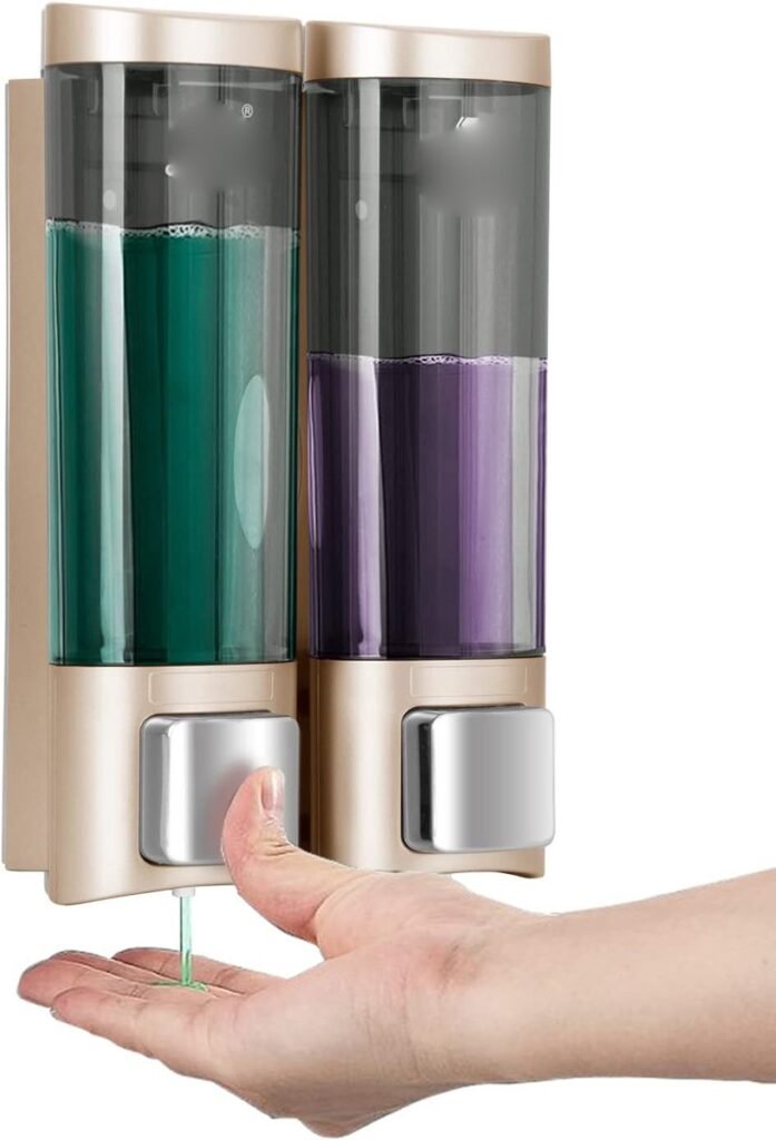 Dubbele zeepdispenser met 2 x 200 ml reservoir voor douchegel shampoo en conditioner transparante wandmontage dispenser