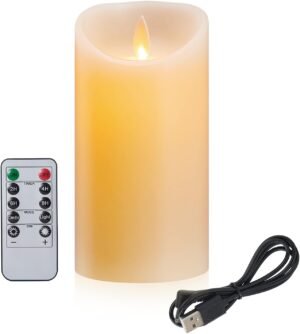 Oplaadbare LED kaarsen set met vlamloze wax kaarsen, afstandsbediening en timerfunctie voor sfeerverlichting en decoratie, 10 cm hoog