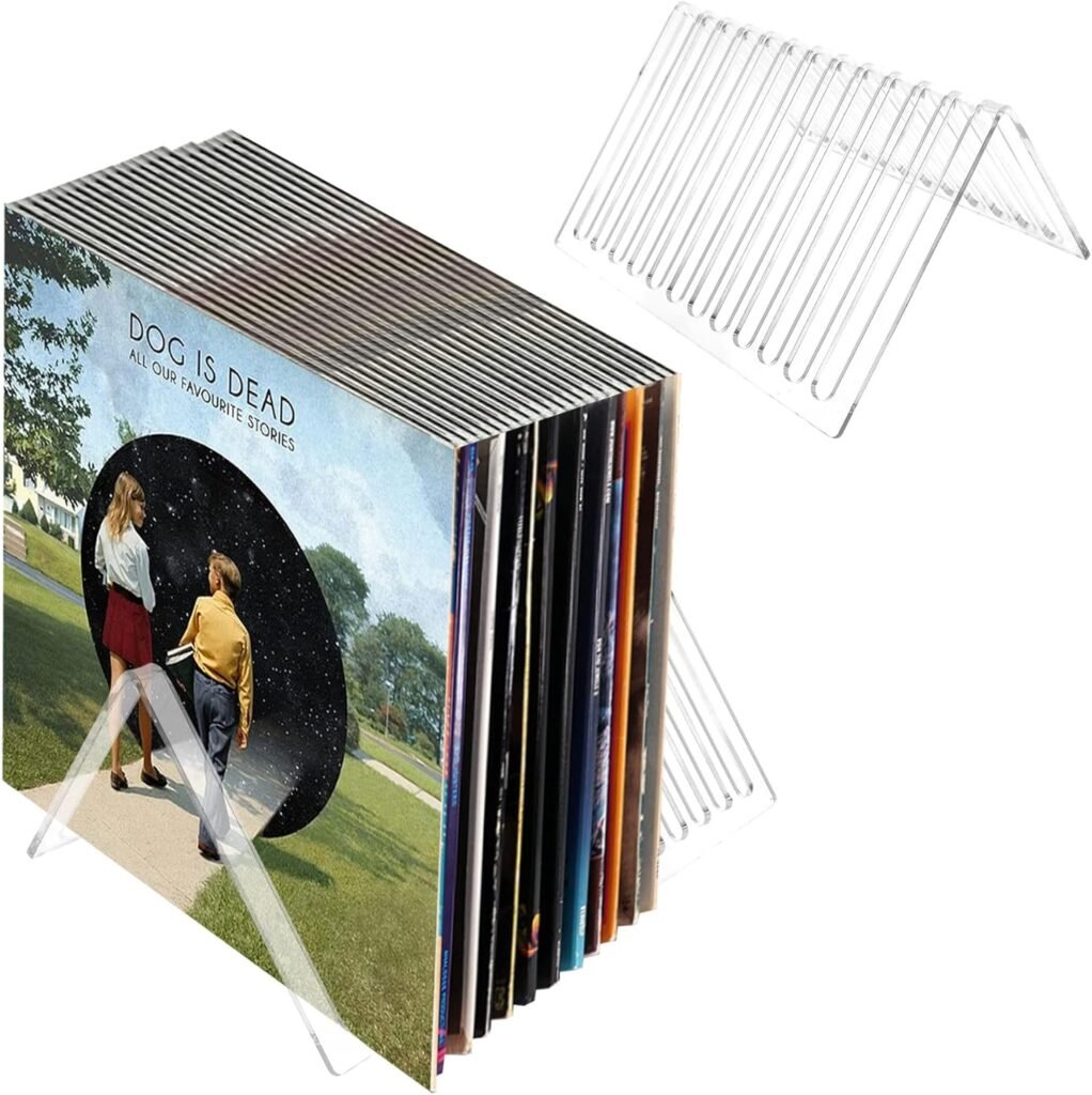 Transparante vinyl record houder voor 12 LP platen van acryl voor bureau en thuis