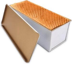 Broodbakvorm Met Deksel 1000g Aluminium – Broodblik Met Antiaanbaklaag Voor Zelf Brood En Toast Bakken – Ovenbestendige Cakevorm 34×13,5×12 cm