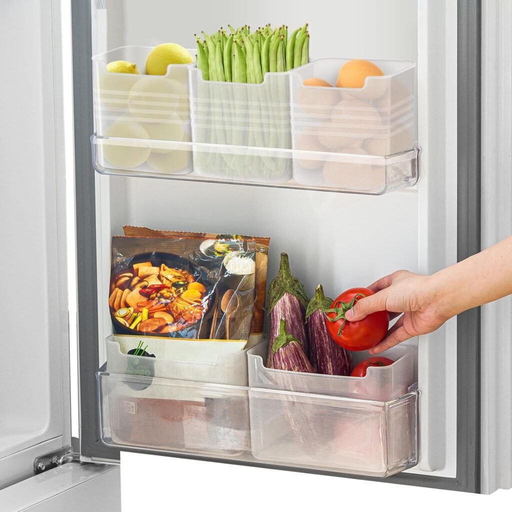 Koelkast organizer set van 5 transparante opbergboxen voor koelkastdeur en keukenorganisatie