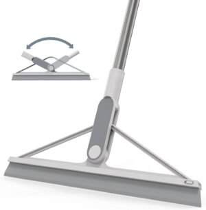 Siliconen wateraftrekker met handvat voor douche en vloer in grijs 156 cm