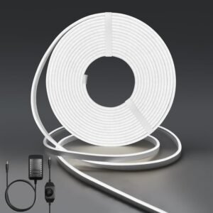 Neon LED Strip 5m – Dimbare Flexibele Siliconen Lichtstrip – Koud Wit Binnen- en Buitenverlichting – Inclusief Voeding 12V