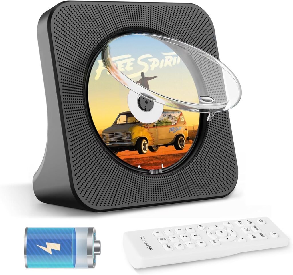 Draagbare CD-speler met Bluetooth, FM-radio, USB, AUX en afstandsbediening voor thuis en auto