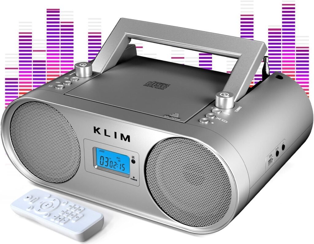 Boombox met CD speler Bluetooth AM FM radio MP3 USB AUX draagbare radio oplaadbare batterij digitaal display afstandsbediening