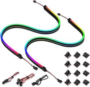 RGB LED Strips Individueel Adresseerbaar 2 Stuks 19 inch – PC Verlichting met Neon Effect – 5V 3-Pin RGB Header Compatibel