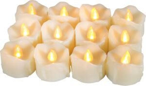 LED kaarsen set met timerfunctie, 12 stuks flameless druipkaarsen op batterij voor kerst en decoratie