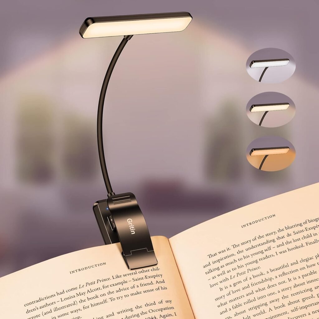 USB-C oplaadbare leeslamp met boekklem, 19 LED's en dimbare helderheid voor boek en e-reader