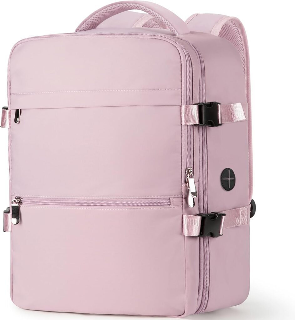 Waterdichte reistas rugzak roze 45x36x20 cm met USB oplaadpoort voor handbagage