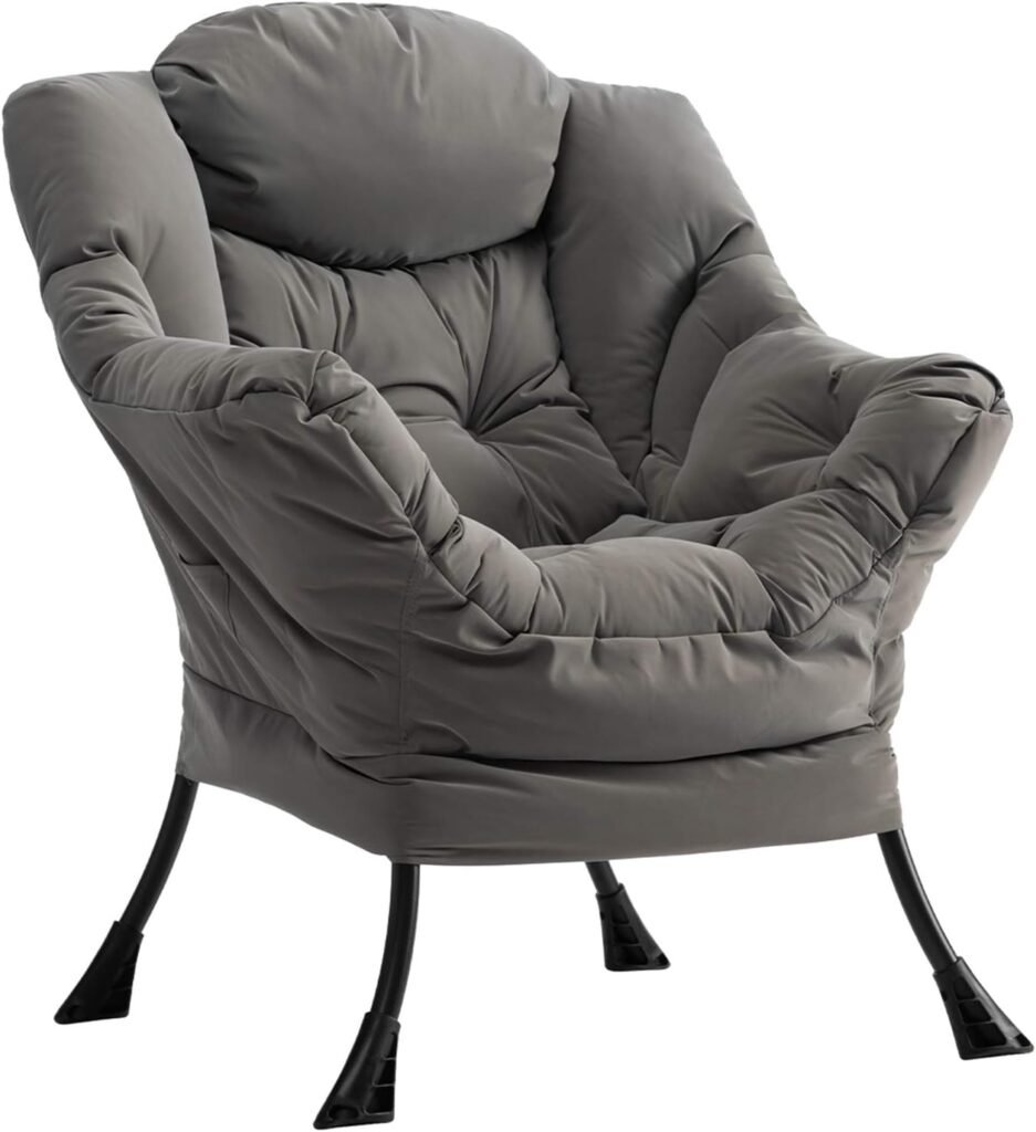 Relaxfauteuil met armleuningen - Luxe lounge stoel voor woonkamer en slaapkamer - Waterdichte accentstoel met stalen frame - Grijs