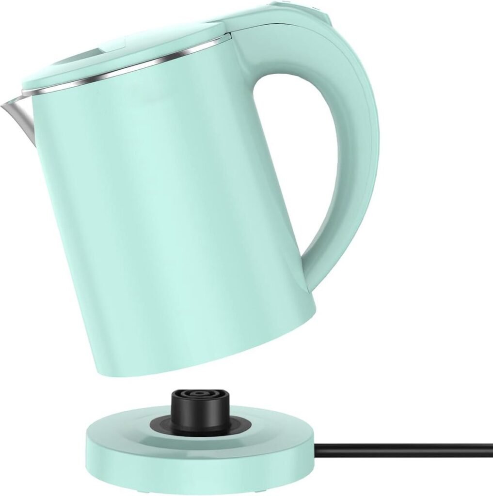 Draagbare waterkoker 0,5L van roestvrij staal voor reizen, koffie en thee met automatische uitschakeling en droogkookbeveiliging