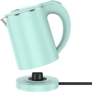 Draagbare waterkoker 0,5L van roestvrij staal voor reizen, koffie en thee met automatische uitschakeling en droogkookbeveiliging