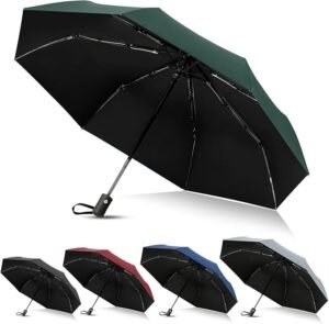 Opvouwbare reisparaplu met automatische functie – Compacte winddichte paraplu voor reizen en dagelijks gebruik – Waterafstotende stormparaplu voor heren en dames