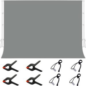 Fotografie achtergrond grijs 3x2m – Achtergrondstof voor fotostudio en productfotografie – Polyester doek met 4 achtergrondclips en veerclips