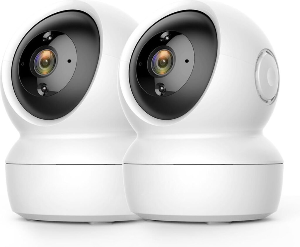 WiFi bewakingscamera 2-pack 1080p 360° binnen camera met nachtzicht bewegingdetectie tweeweg audio auto tracking baby en huisdier monitoring 2.4GHz WiFi camera