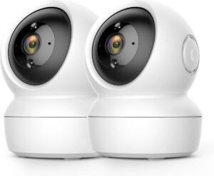 WiFi beveiligingscamera 2-pack – 1080p 360° baby/pet nachtzicht bewegingdetectie – 2.4GHz auto tracking tweeweg audio binnen camera