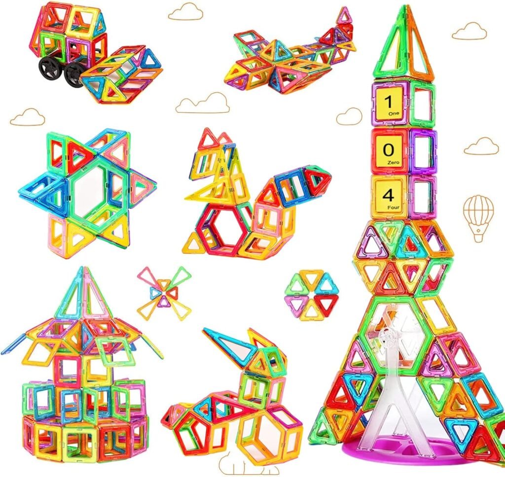 Magnetische bouwstenen set 104 delig met educatieve blokken en creatieve bouwset voor kinderen
