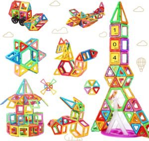Magnetische Bouwstenen Set 104 Delig – Educatief Constructiespeelgoed met Magnetische Blokken – Creatieve Bouwset voor Kinderen – STEM Speelgoed en Montessori Activiteit