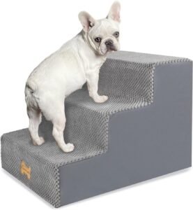 Hondentrap voor Bed – Antislip Huisdierentrap voor Kleine Honden en Katten – 3 Treden met Verwijderbare Hoes – 45x40x34 cm