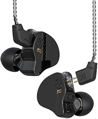Zwarte in-ear oordopjes met 10mm dual magnetic circuit, HiFi geluid, diepe bas en verwisselbare 2-pin kabel zonder microfoon