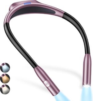Oplaadbare LED neklamp met leeslicht, 3 kleurstanden en dimbare verlichting voor handsfree lezen in bed of onderweg