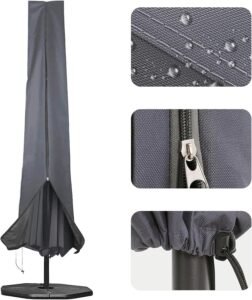 Parasolhoes Waterdicht 600D Oxford – Parasol beschermhoes met rits – Bescherming tegen regen en vuil – 190x25x48 cm 1.8-3.4m