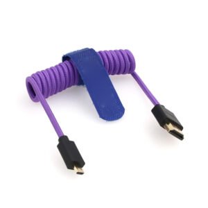 8K HDMI naar Micro HDMI Kabel – High Speed Gevlochten Coiled Kabel voor Sony Alpha III en Atomos Ninja V – HDMI Male naar Male Verlengkabel – Paars