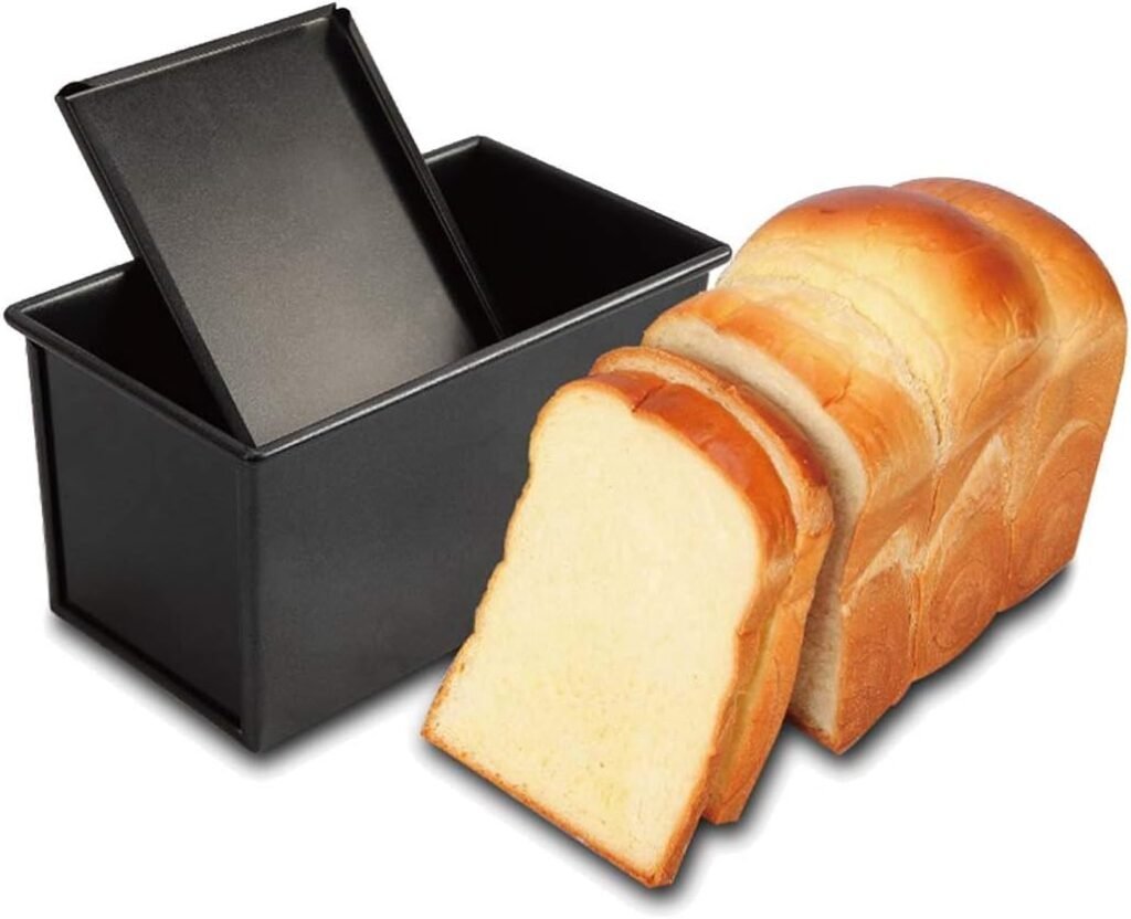 Broodbakvorm met deksel en antiaanbaklaag voor brood en cake 450g deeg zwart