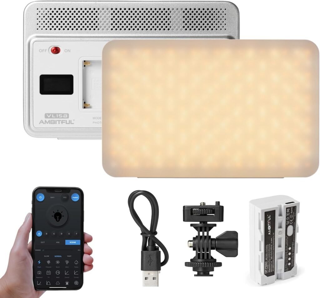 Draagbare RGB videolamp met accu, LED studiobelichting met app bediening voor fotografie en video