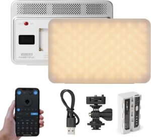 RGB Videolamp met Accu – LED Studiolamp met App Bediening – Instelbare Kleur en Helderheid – CRI/TLCI 95 voor Fotografie en Video