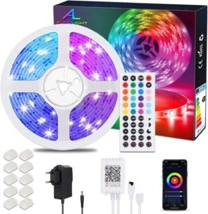 Bluetooth LED strip verlichting 10 meter RGB multicolor met afstandsbediening en voedingsadapter