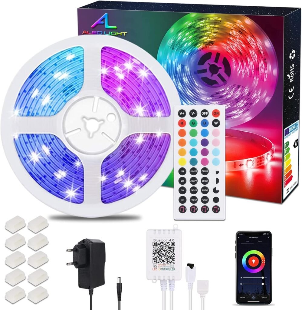 Bluetooth LED strip verlichting 10 meter RGB multicolor met afstandsbediening en voedingsadapter
