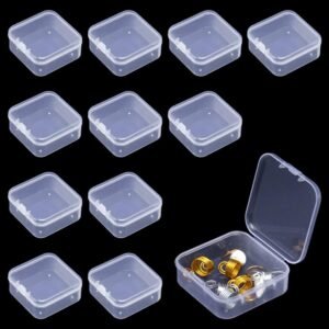 Opbergdoosjes Set van 12 Stuks – Transparante Mini Opbergboxen van Kunststof voor Kralen, Sieraden en DIY Onderdelen – Kleine Plastic Doosjes 55x55x20 mm voor Hobby Accessoires